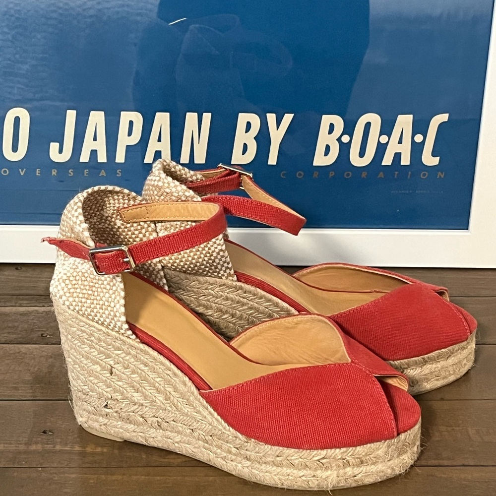 Castaner Bianca Espadrille Wedge Sandals in RED